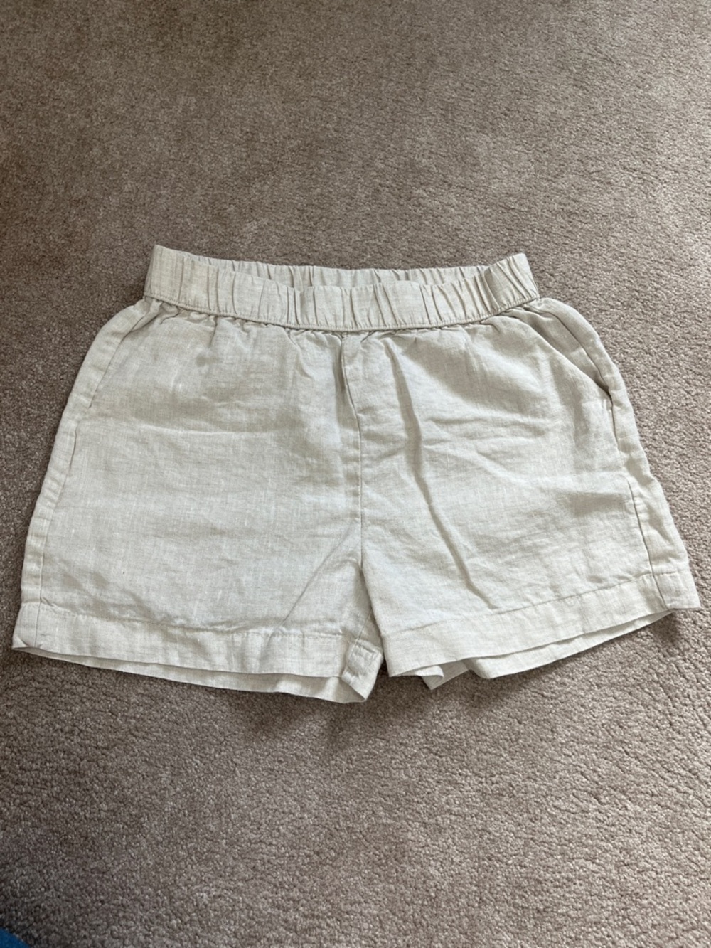 Philosophy Cream Linen Blend Elastic Waist Shorts
